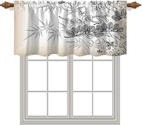 Vista 1 de Cortina cenefa, patrón japonés floral, cortinas de cocina, con bolsillo para cortina, cenefa de tratamiento para ventana de baño, 42 x 18 pulgadas
