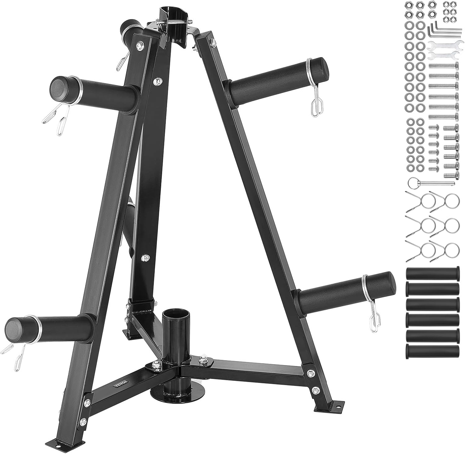 VEVOR Weight Plate Rack, Weight Plate Tree for 2-Inch Weight Plates, Standard Weight Plate Tree, 300 lbs Load Capacity Weight Storage Holder, Home Gym Barbell Rack Storage Stand, Black