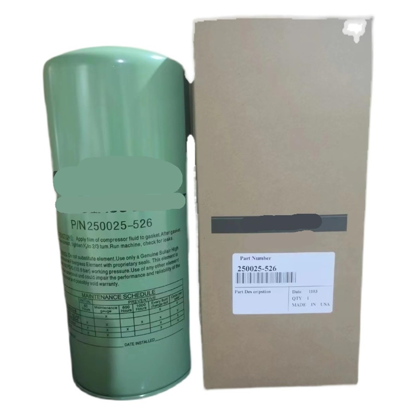 NACODLUL 1pcs screw air compressor filter element 250025-526 air compressor maintenance special accessories oil filter element