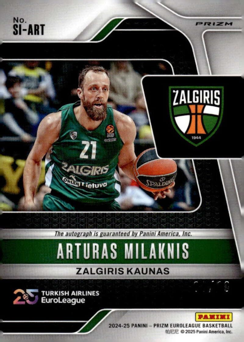 ARTURAS MILAKNIS AUTO 2024-25 EuroLeague Collection Prizm /10 Signatures Gold Shimmer FOTL Panini NM-MT Basketball