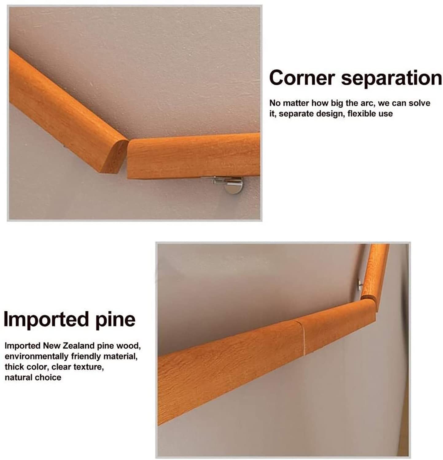 Handlauf Aus Kiefernholz, 152 Cm – Rutschfeste Treppengeländer Für Barrierefreiheit, Bars & Kindergärten