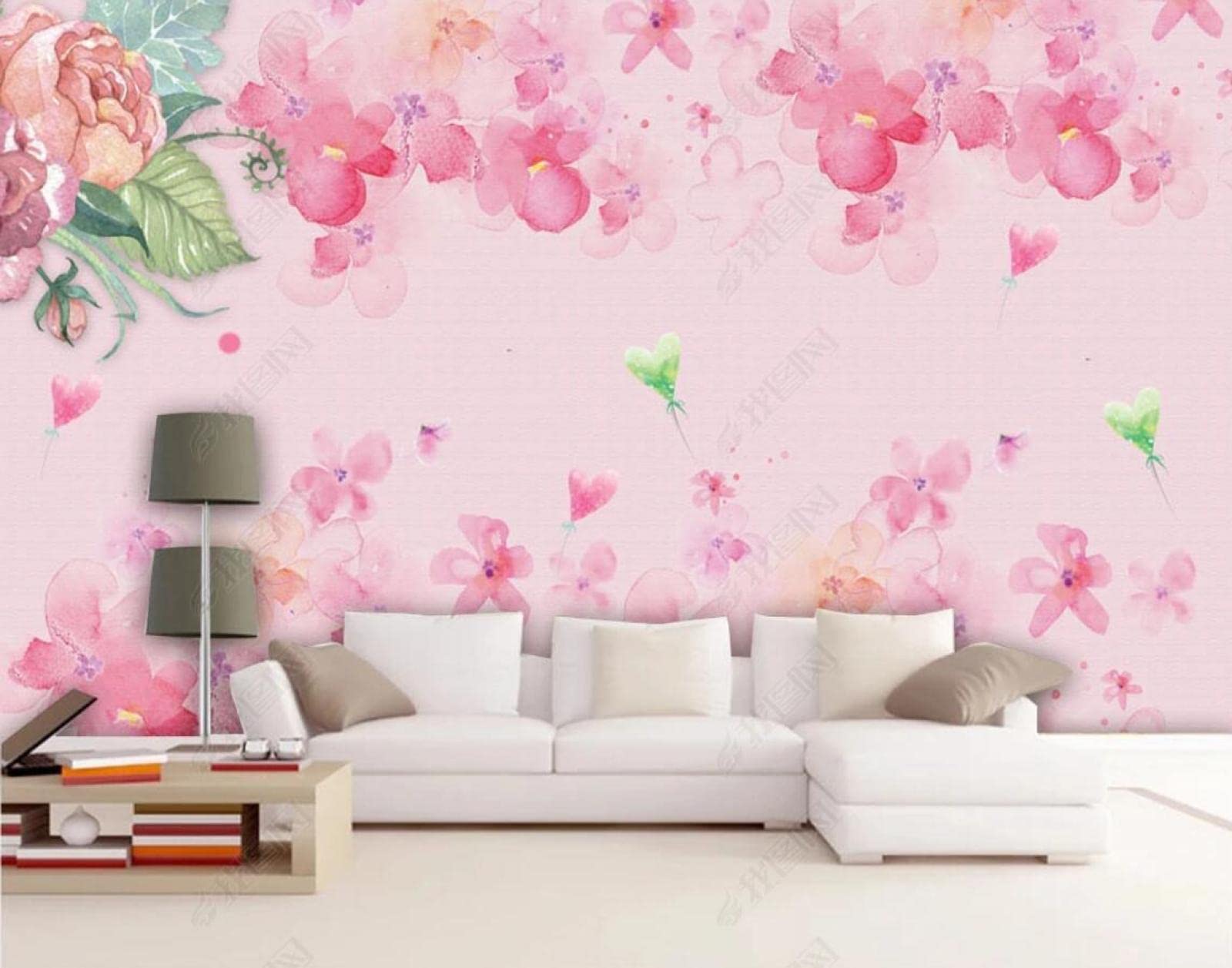 Papier Peint Panoramique Fleur Rose et Ambiance Nature pour Chambre Cocooning