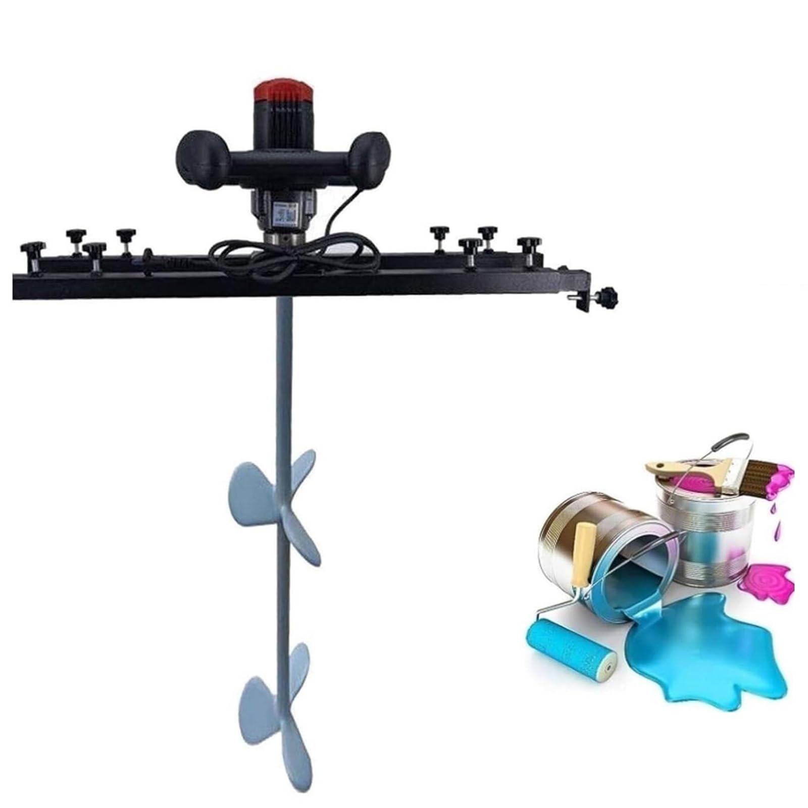 Mezclador de pintura eléctrico con soporte telescópico para líquidos viscosos, agitación automática de hasta 1000 litros, ideal para aplicaciones de pintura, revestimiento y tinta