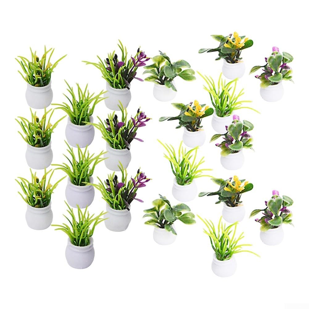 Lot de 20 mini plantes bonsaï pour maison de poupée, accessoires de jardin, décoration de pot