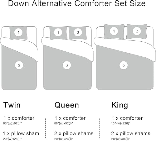 Miniatura 7 de Downluxe - Juego de edredón ligero tamaño King y reversible con relleno alternativo y 2 fundas de almohada 3 piezas a cuadros color rojo y negro