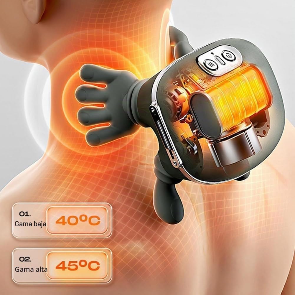 Masajeador Térmico Shiatsu 4D Portátil, Verde, Diseño Biónico de Mano, Masaje Eléctrico Profundo para Cuello y Espalda, con Amasamiento para Alivio del Dolor y Relajación Muscular (verde)