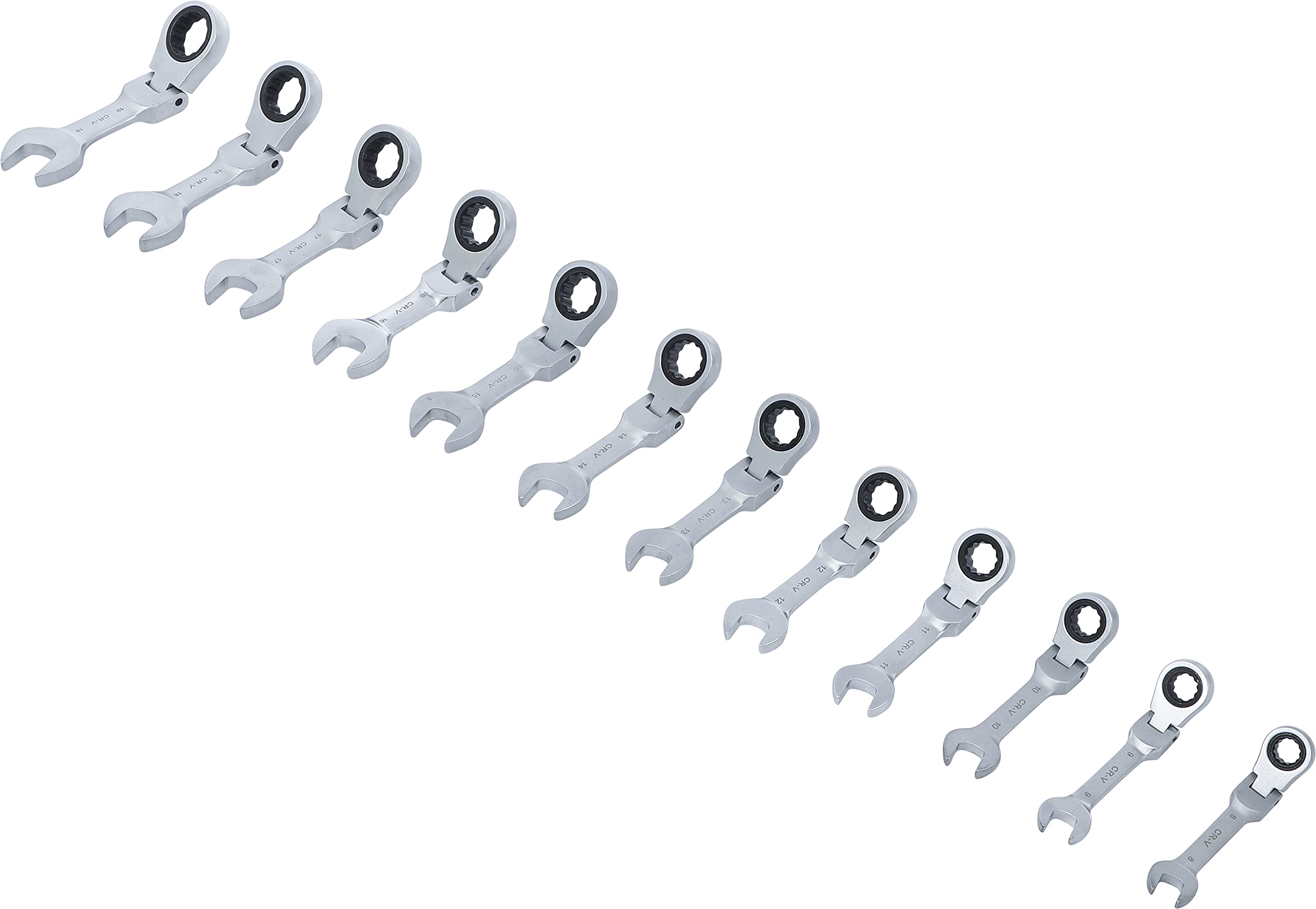 BGS 6543 | Serie di chiavi combinate a cricchetto | corta | regolabile | 8-19 mm | 12 pz.