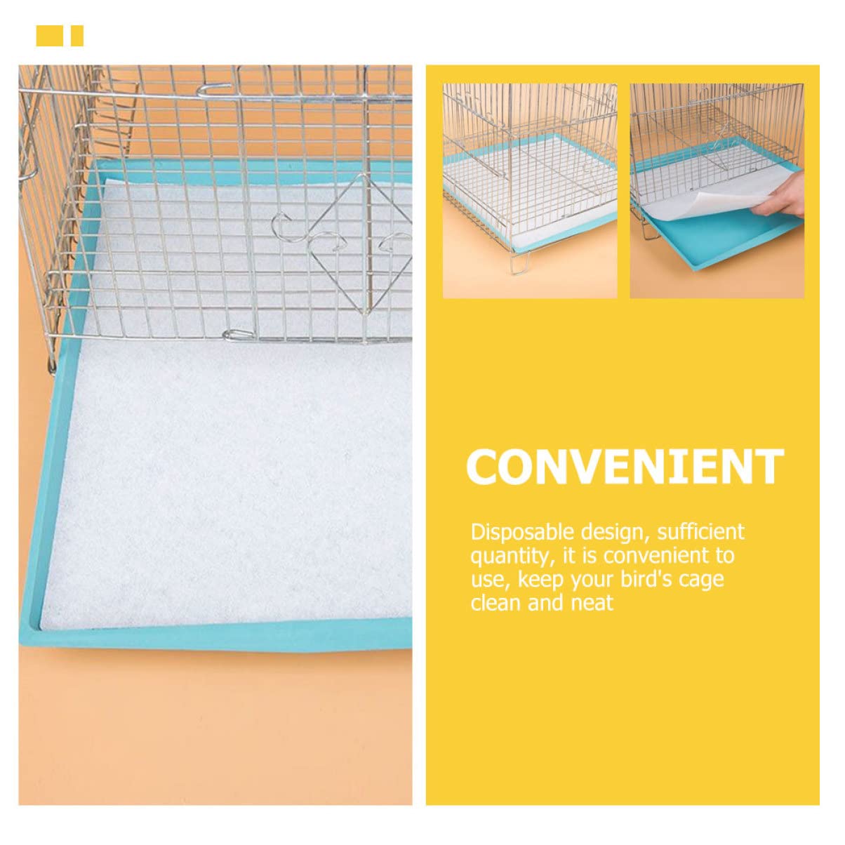 Angoily Tapis De Cage pour Perroquets 300 Pièces en Papier Réutilisable Épais pour Cage À Oiseaux Accessoires pour Perroquets Et Perruches