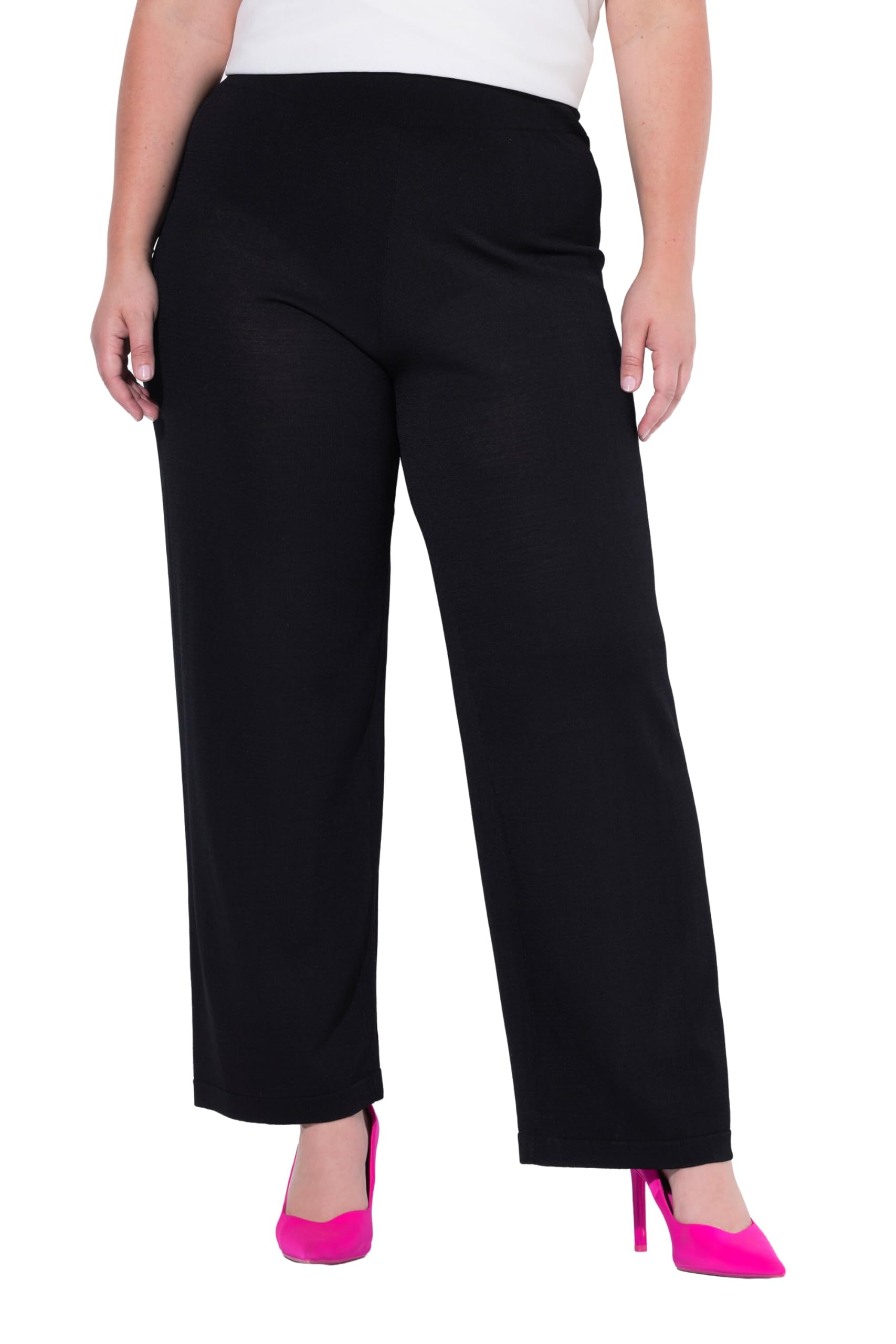 MIAMODA Damen große Größen Übergrößen Plus Size Strickhose, weites, langes Bein, Elastikbund 840255