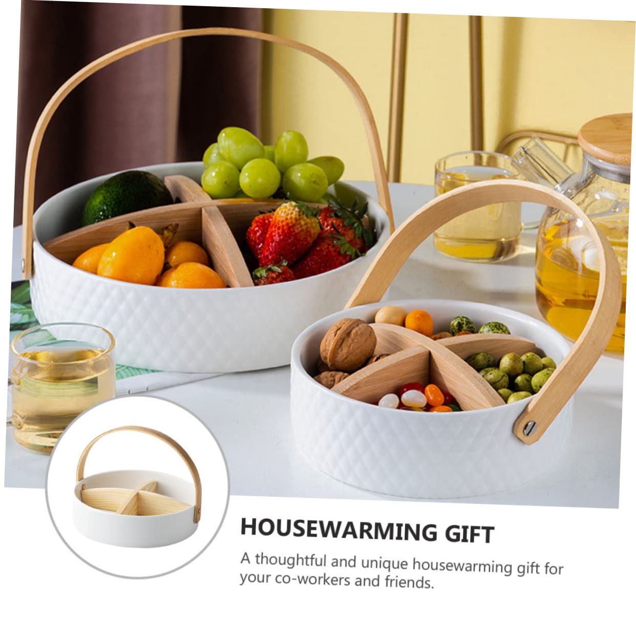 HOLIDYOYO 1pc Fruit Dish White Serving Platters Condiment Serving Tray Containers for Fruit Snack Dish Fruit Trays Kitchen Storage Baskets Candy Tray Snack Bowls Food Snacks Ring Pops Wooden