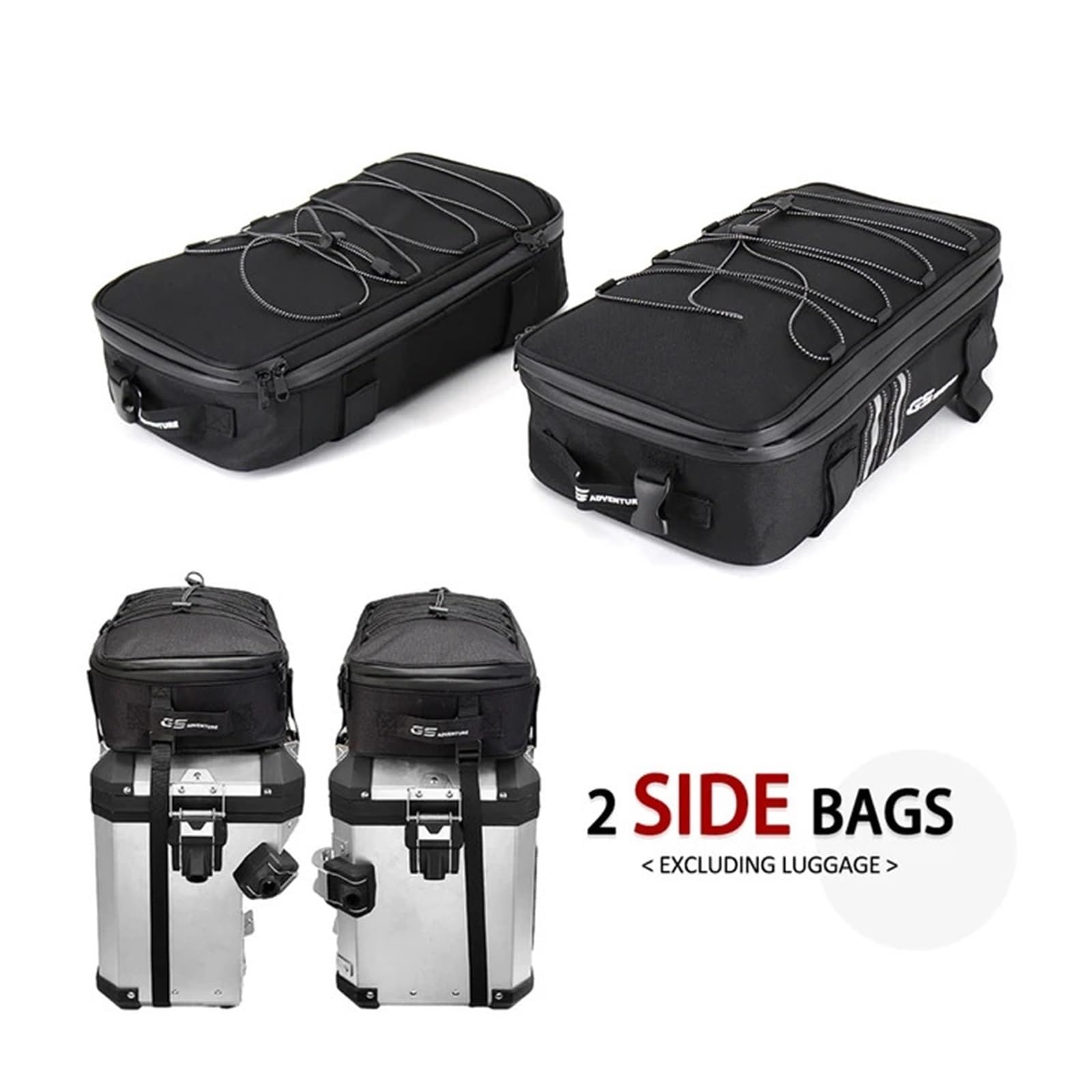 Bagaż 3 szt. Zestaw toreb na bagaż motocyklowy, dodatkowe torby, pasują do BMW GS 1200 LC Adventure 2013-2017 R1250GS R1200GS Adventure Top Pack Fashion (2 torby boczne)
