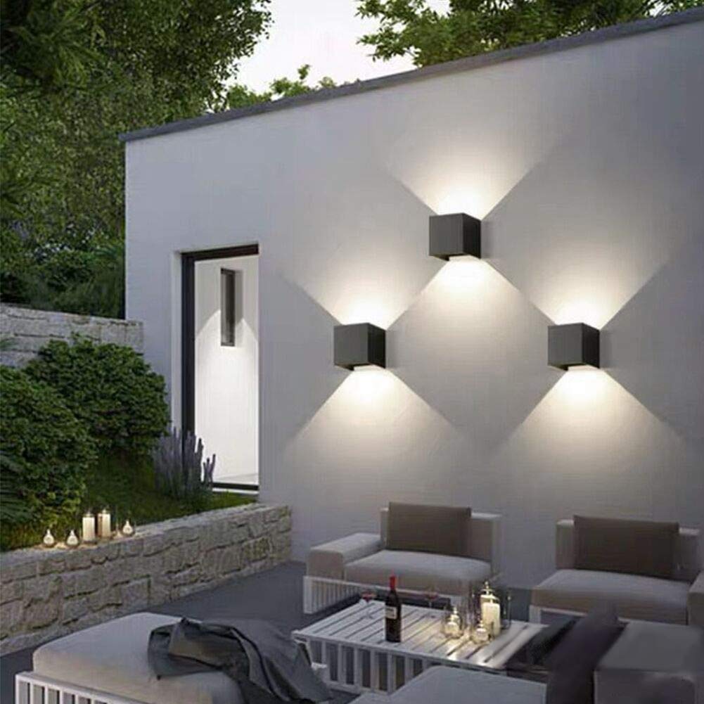 Klighten 2PCS Applique Murale Interieur/Exterieur 9W LED Appliques Murales LED Blanc Naturel 4000K Lampe Murale pour le salon chambre Hall Escalier Pathway (Noir 9W)