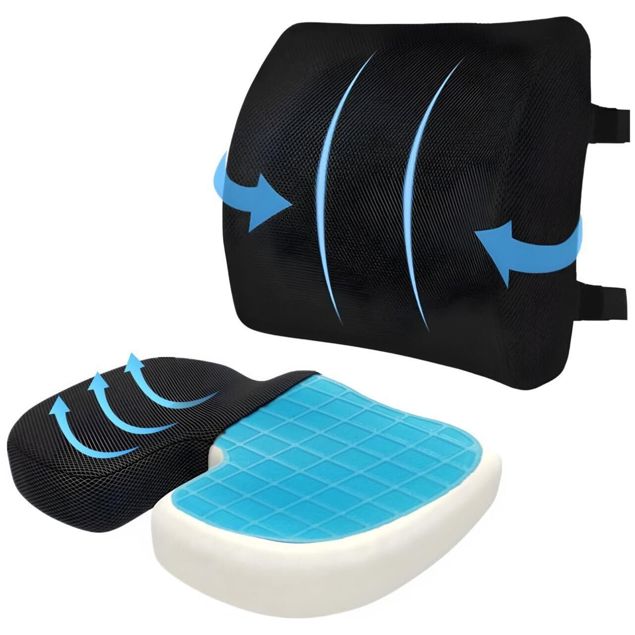 Chair Cushion Back Pain Relief Lumbar Support Pillow Memory Foam Seat Cusions Relieve Coccyx Cushion Pain Chair Back Support for Gaming and Desk Lumbar Pillow for Car Couch Office Accessories (2×Pcs)