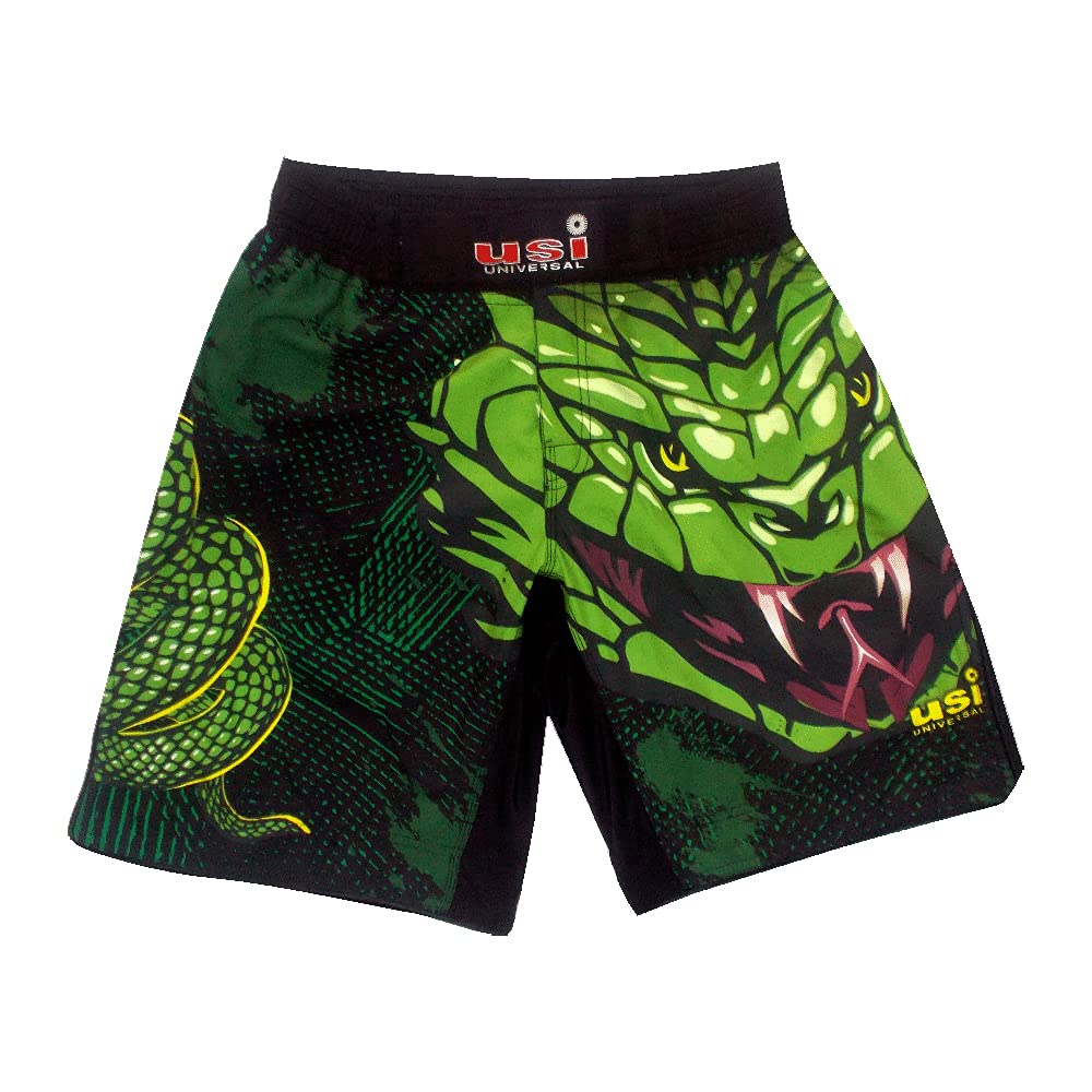 USI UNIVERSALUSI UNIVERSAL MMA Shorts for Men - Snake 411S for Training, Kickboxing, Martial Arts, Cage Fight, Muay Thai, BJJ, Boxing, Grappling (X-Large, Green)