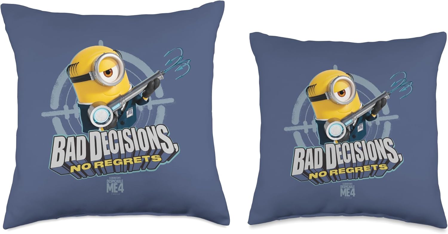 Minions Despicable Me 4 AVL Bad Decisions Throw Pillow