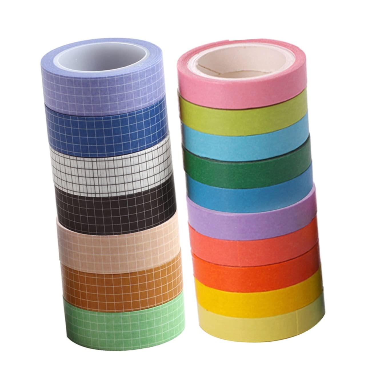 SEWACC 51stücke Teiliges Washi Tape Bunten Farben Und Mustern Dekoratives Klebeband Für Scrapbooking Journaling Und -projekte Gemustert Einfarbig Hochwertige Langlebige Materialien Für