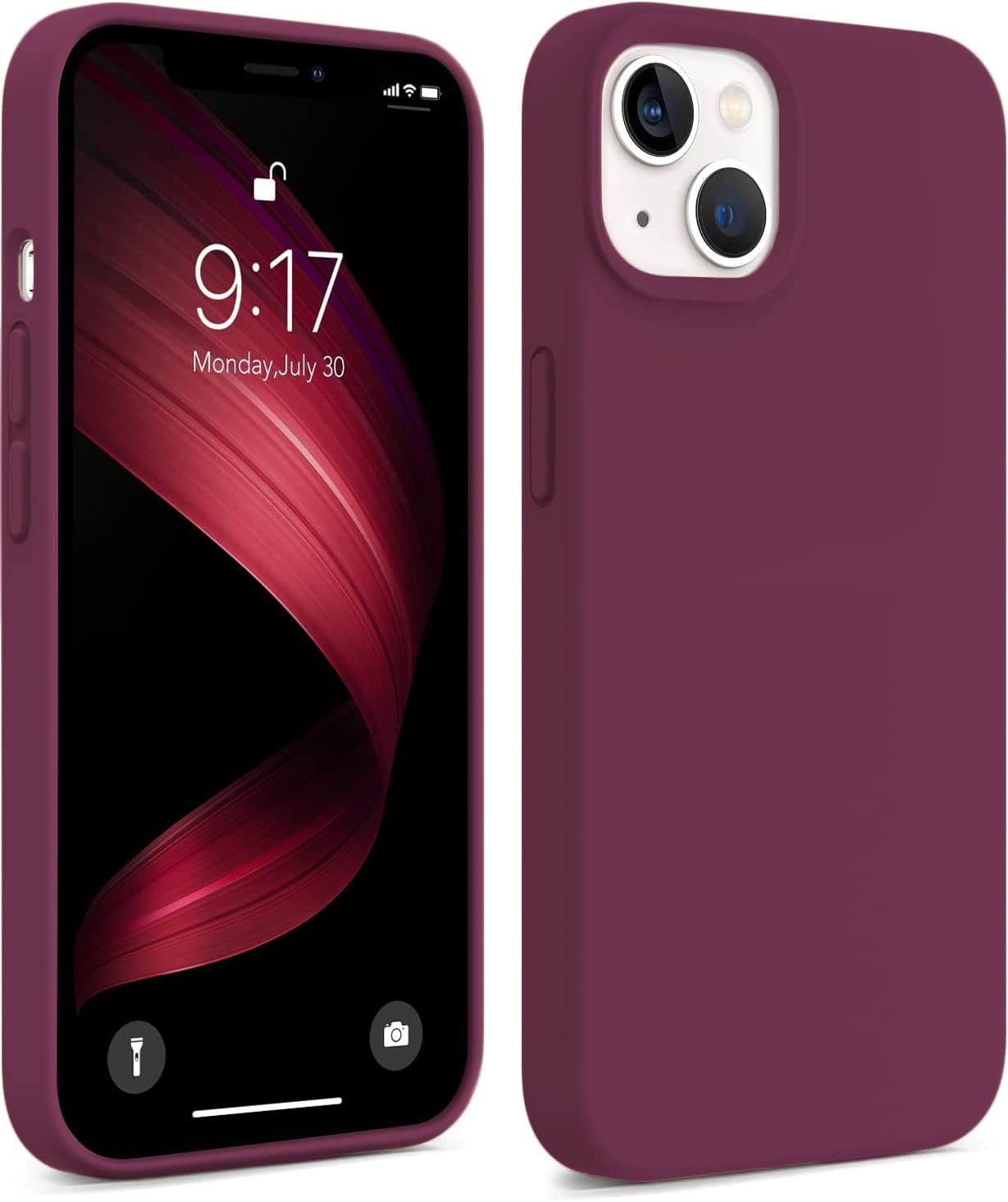 DIZORO® Compatible with iPhone 13 Case, Liquid Silicone Case, Full Body Protective Cover, Shockproof, Slim Phone Case, Anti-Scratch Soft Microfiber Lining, 6.1 inch - Wine Red-image-18