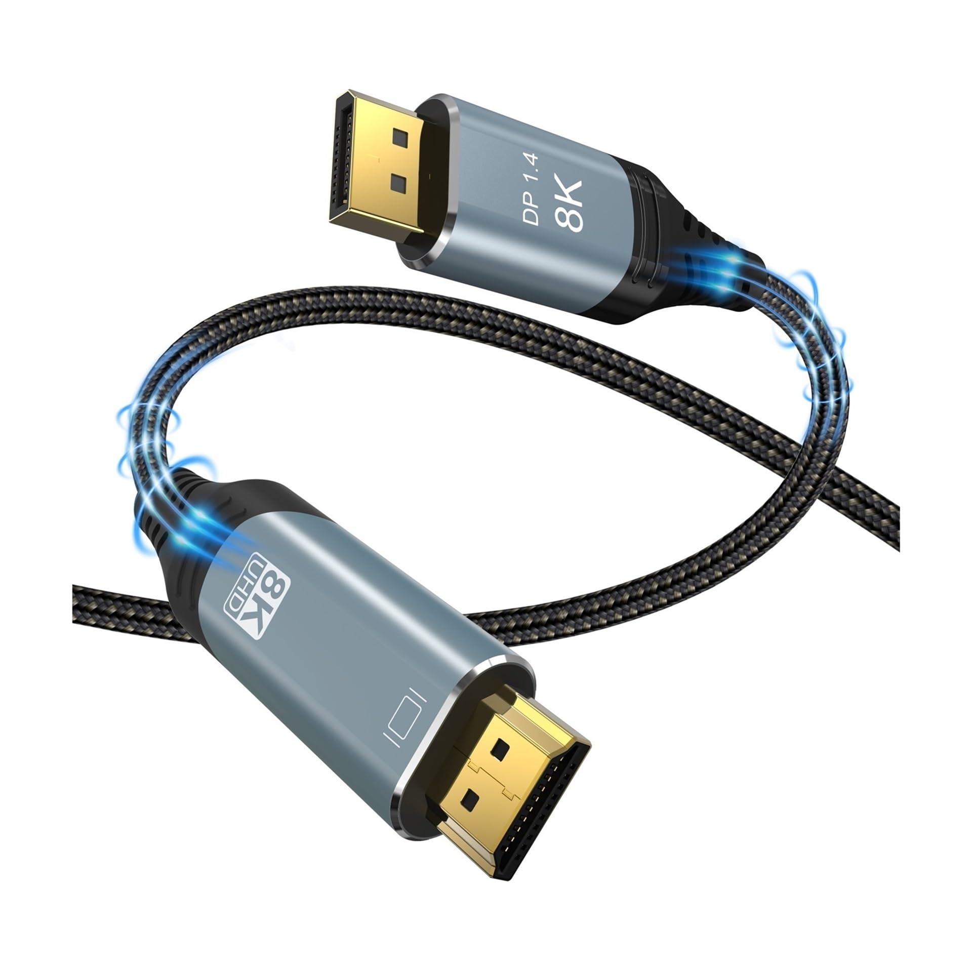 Câble Convertisseur 8K DP Vers HDMI @ 30Hz 4K 120Hz For Projecteur D'ordinateur TV RX8000 RTX4080, Port D'affichage 1.4 Connecteur 2(2m)