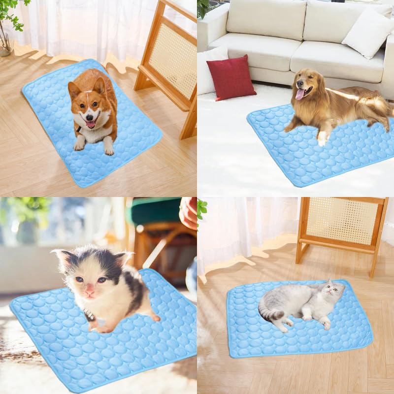 AOOGON Kühlmatte für Hunde Katzen, Selbstkühlende Hundematte, Haustier Waschbar Kühldecke für Matte, Drinnen, Draußen und Auto (Blue)