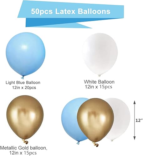 Miniatura 7 de Globos de látex rosa y azul, paquete de 50 globos de fiesta de 12 pulgadas, rosa, azul, blanco, con cinta de 33 pies para revelación de género, baby