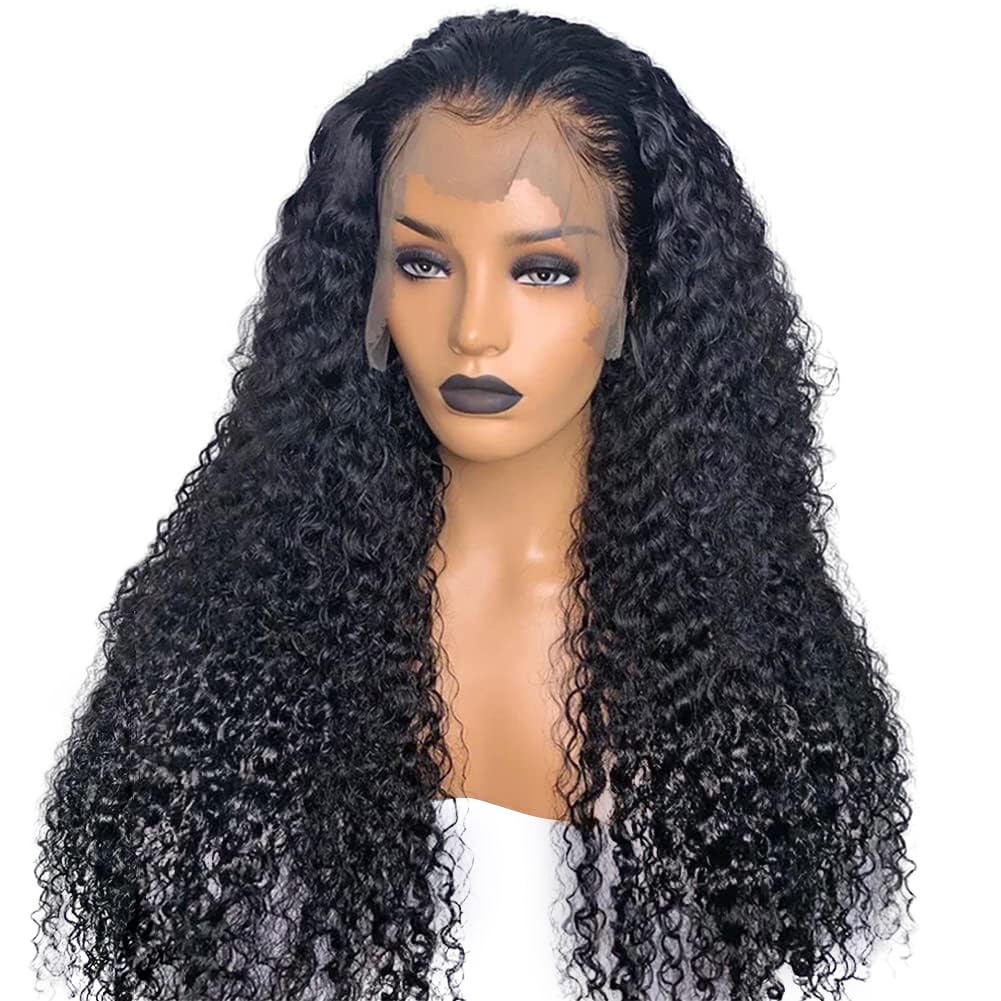 210 Density Human Hair Wigs for Black Women,Hair Deep Wave Lace Front Wigs,Lace longer Wigs,Curly Frontal Wigs Pre Plucked with Baby Hair Glueless Transparent,Full Hair Wigs (28 Inch (Pack of 1))