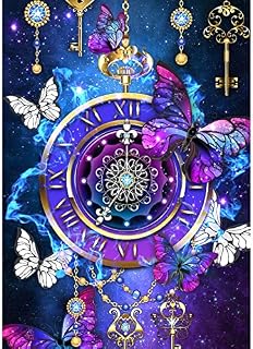 DAERLE Diamond Painting Kits for Adults, Full Diamond Painting Butterfly, DIY Diamond Painting, Diamond Art Diamond Painting Kit Watch Diamond Art Kits Adults for Home Wall Decor 30x40cm Pocket Watch