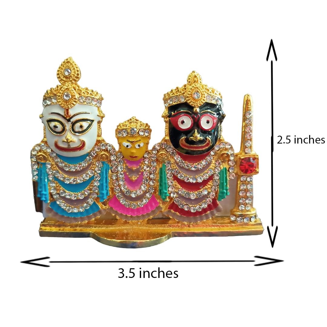 Lord Jagannath, Balabhadra & Subhadra Idol Mit Sudarshan-Chakra – 6,3 Cm Metall-Statue Für Auto-Armaturenbrett & Altar