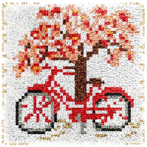 Image of Latch Hook Kits for Adults Beginners, Rug Hooking Kit 30*30cm Small Home Decor Rugs Making Kit with Crochet Tool & Precut Yarns and Coded Canvas Christmax Halloween Craft Gifts for Women Mom
