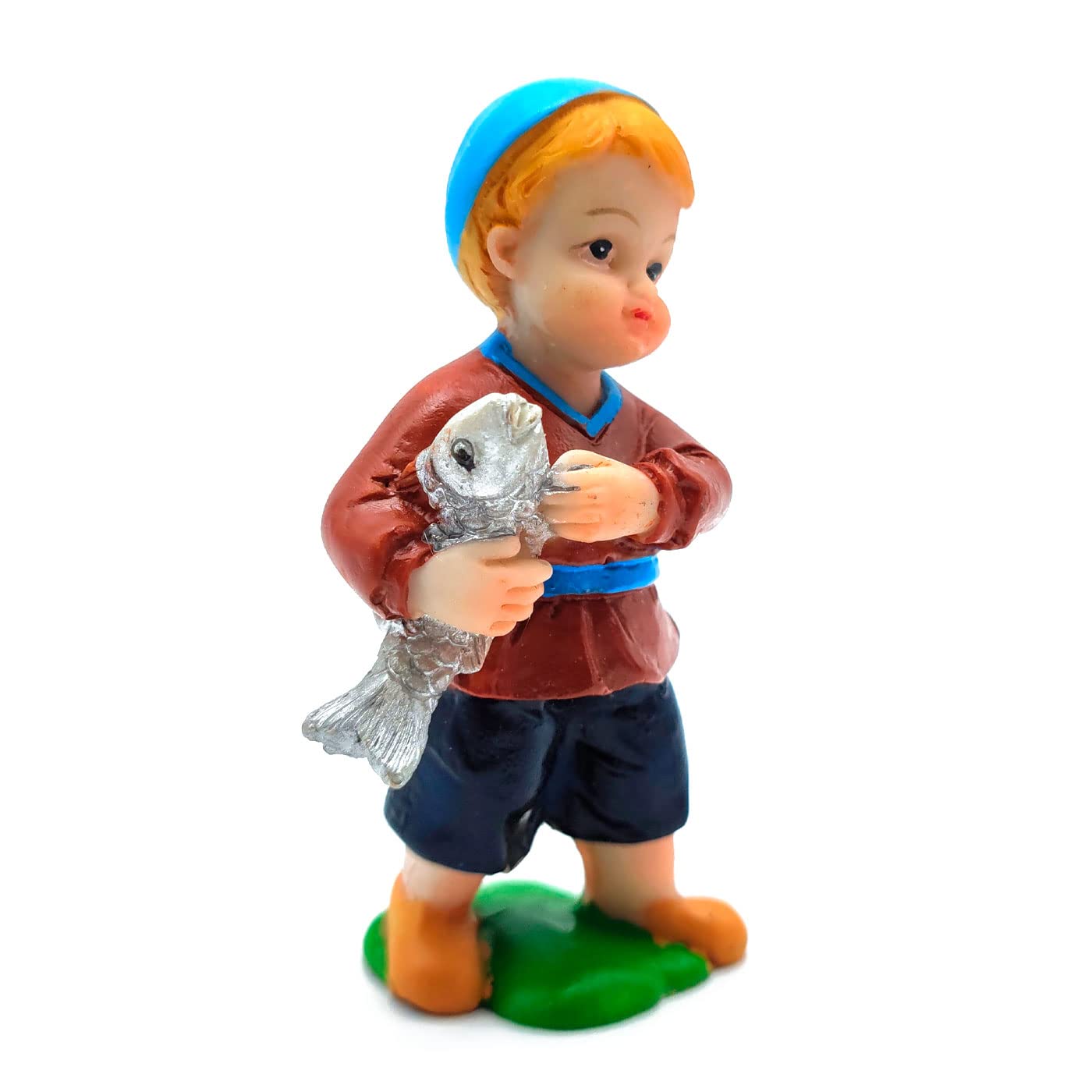 Acan Tradineur - Figura di Pastora di Colore Rosso con Agnello Naif per Presepe - Realizzata in Marmolina - Decorazione Divertente per Nascita, Natale, Tradizionale - 9,7 x 5 x 4 cm