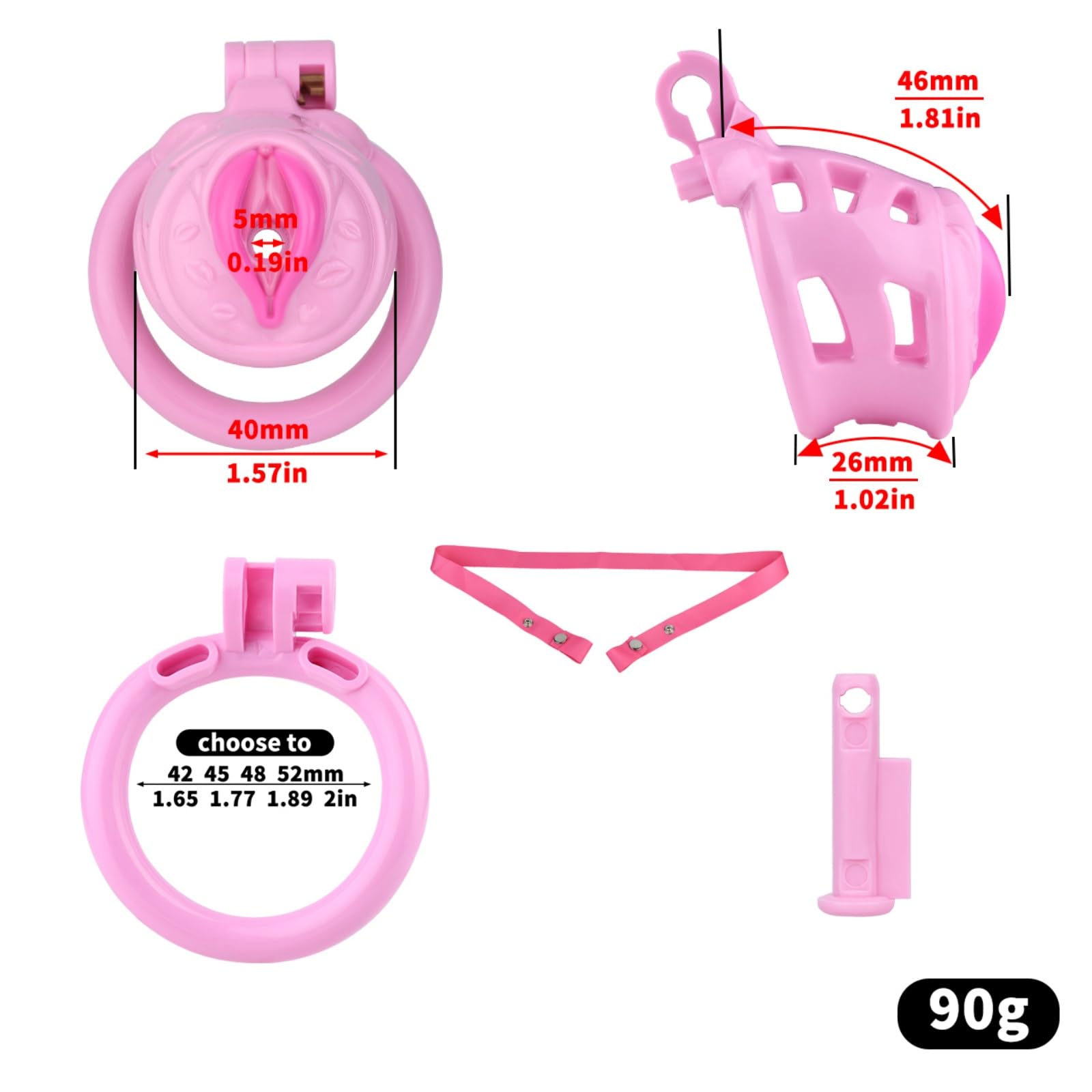 Jaula de ejercicio de resina ABS para hombre-eshlZ75(Rosa, Estándar+Cinta) | Accesorio de herramienta ejercicio de protección pequeña oculta