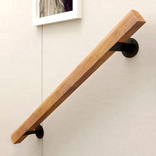 Barandillas de madera para escaleras de 5 pies, barandillas para escaleras interiores y exteriores, soporte de pared de seguridad resistente,