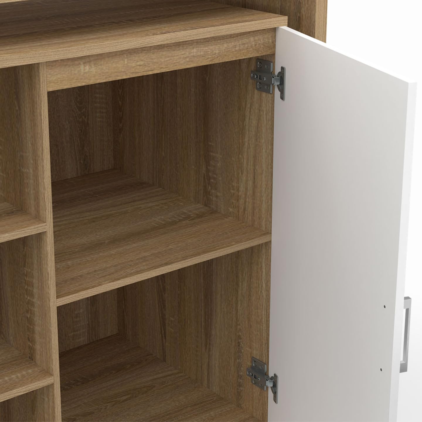 IDMarket – Ilot Rotativo Polo Mueble de bar giratorio 2 en 1 imitación haya puerta blanca