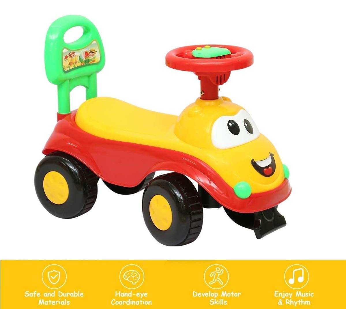 JoyRide Firststep Magic Rider for Kids | Music | Rear Pulling Handle | Safe Fun Ride Boys & Girls 1 to 3 Years Upto 20Kgs RED 2