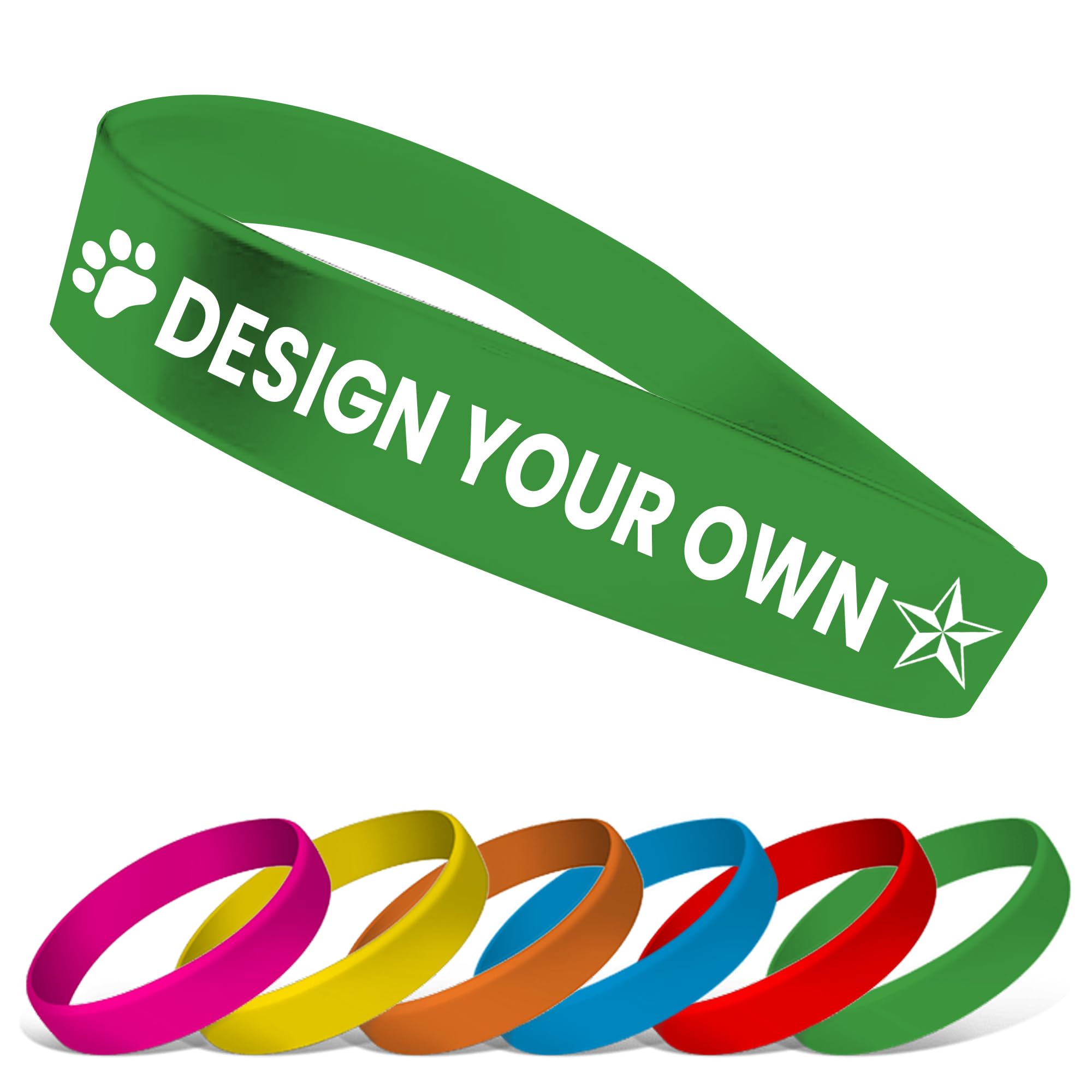 USMG Custom One Color Print Rubber Bracelets Silicone Wristbands - Add a Message - Personalized for Motivation, Events, Support, Fundraisers