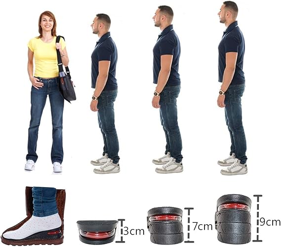 Height Increase Insoles Air Taller Cushion Shoes Insoles Heel Insert for Men and Women 2-Layer 5 cm