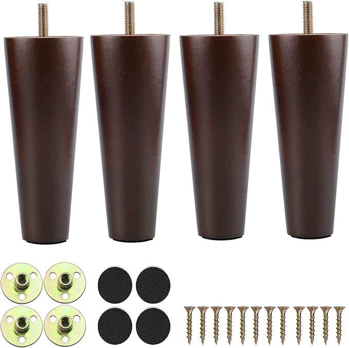 Wood Furniture Legs,6 inch/15cm Furniture Legs Set of 4, Solid Wood