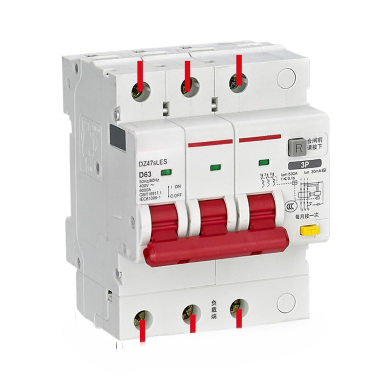 Disjoncteur 3P 1A pour protection de circuit électrique triphasé