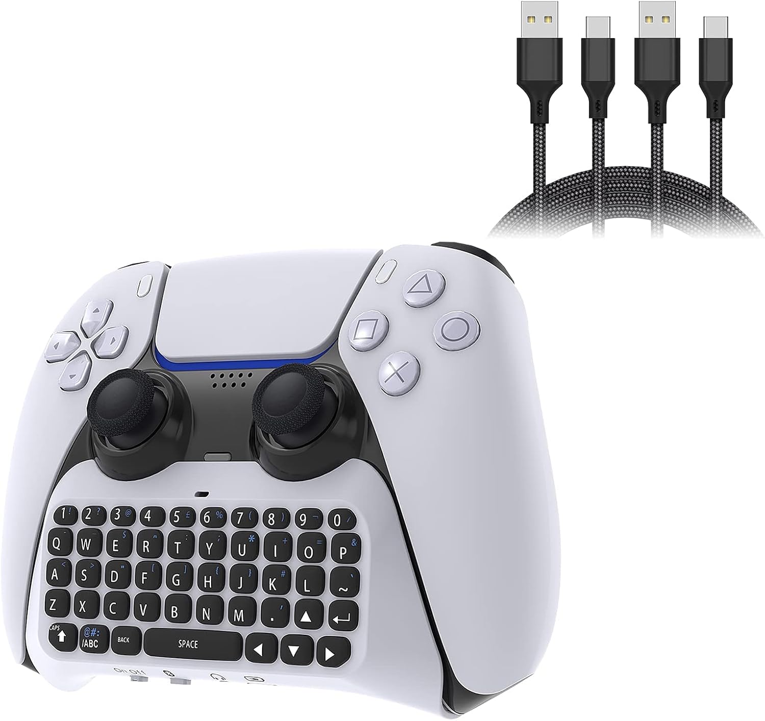 MENEEA 2 Pack 10FT Charging Cable and Wireless Controller Keyboard for PS5