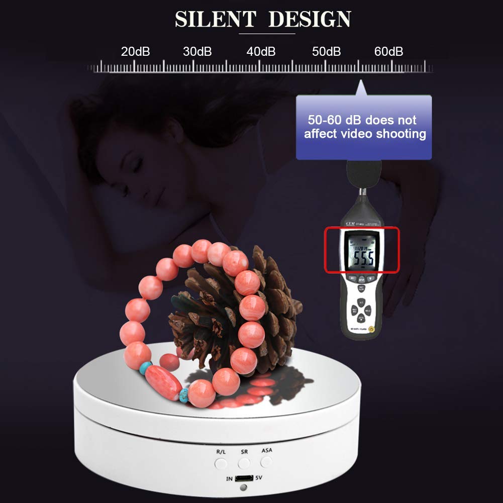POHOVE Motorizzata Fotografia Display, Newerpoint 360 Gradi Elettrico Rotante Giradischi, Rotante Display Stand, Automatico Girevole Piattaforma Per Prodotto,Gioielli,Orologio - Nero, matte