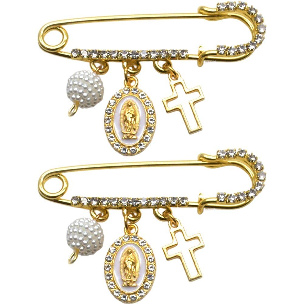 Sslvya 2 Pcs Safety Pins Cross Charm Brooches Lapel Pins for Sweater Dress Scarf Collar Accessory