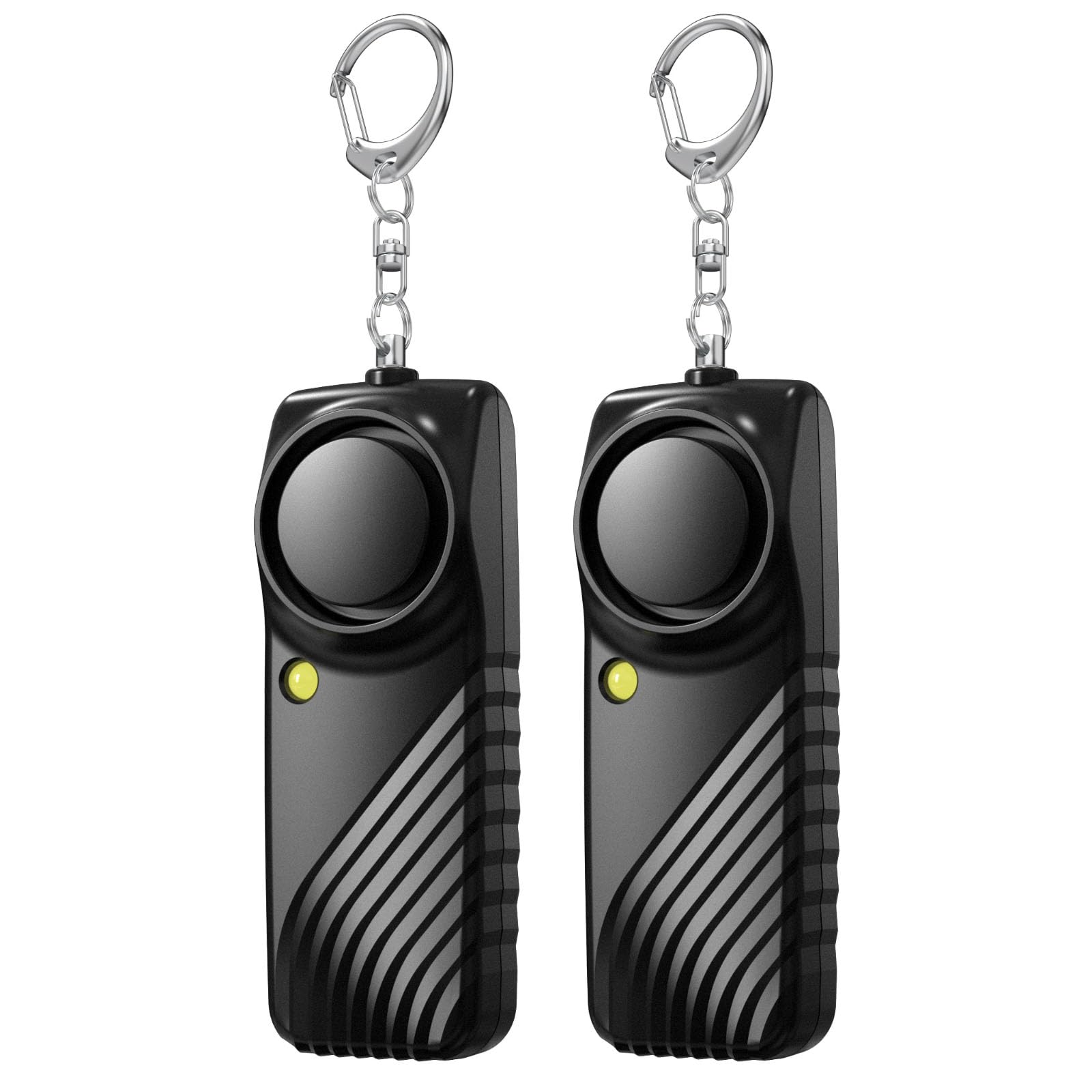 2 Paquete Seguro Alarmas Personales Sonoras 130dB Fuerte con Linterna LED PortátilAl Aire Libre Defensa Personal Emergencia Alarma de Seguridad para Mujeres Niños Ancianos Hombres Negro