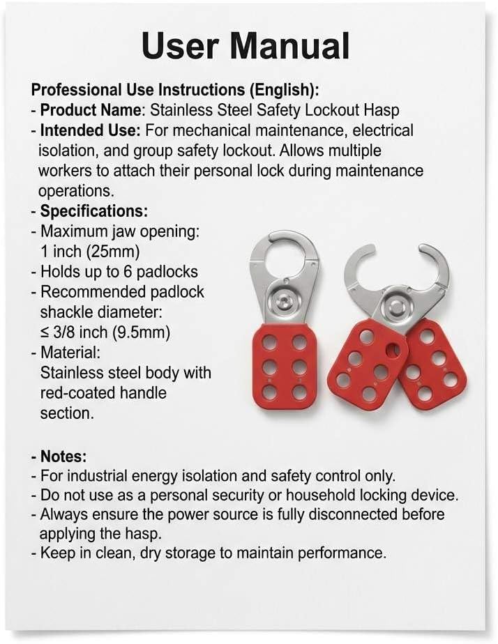 QWORK Stainless Steel Lockout Hasp 24 Pack, Multi-Person Safety Lock for Electrical, Maintenance & Industrial Equipment, Lock Out Tag Out Hasp, Padlock Hasps