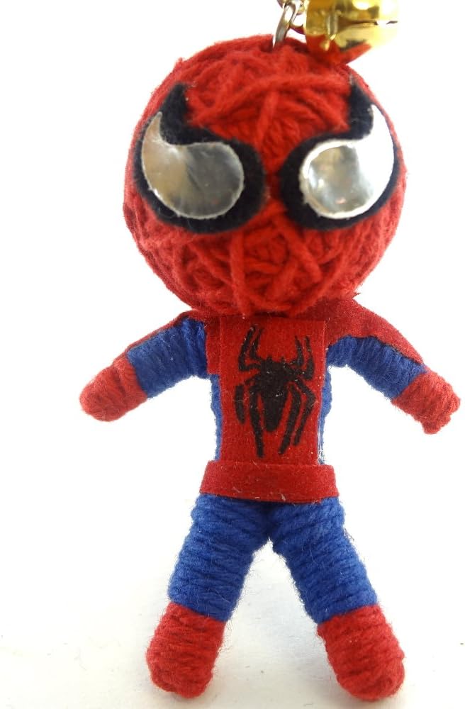 Spiderman Voodoo String Doll Key Chain Handmade Spider Web Superhero by Voodoo Magic
