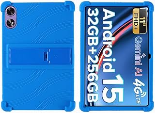 For DOOGEE Tab G6+ ケース 11インチ タブレット 専用 DOOGEE Tab G6+ カバー CNEVISON スタンド機能内蔵 シリコン素材 滑り止め 耐摩擦性 耐久性 全面保護 防塵・防水・ライト通気性 多孔放熱構造 軽量 子供 簡単装着 保護カバー (ブルー, DOOGEE Tab G6+)