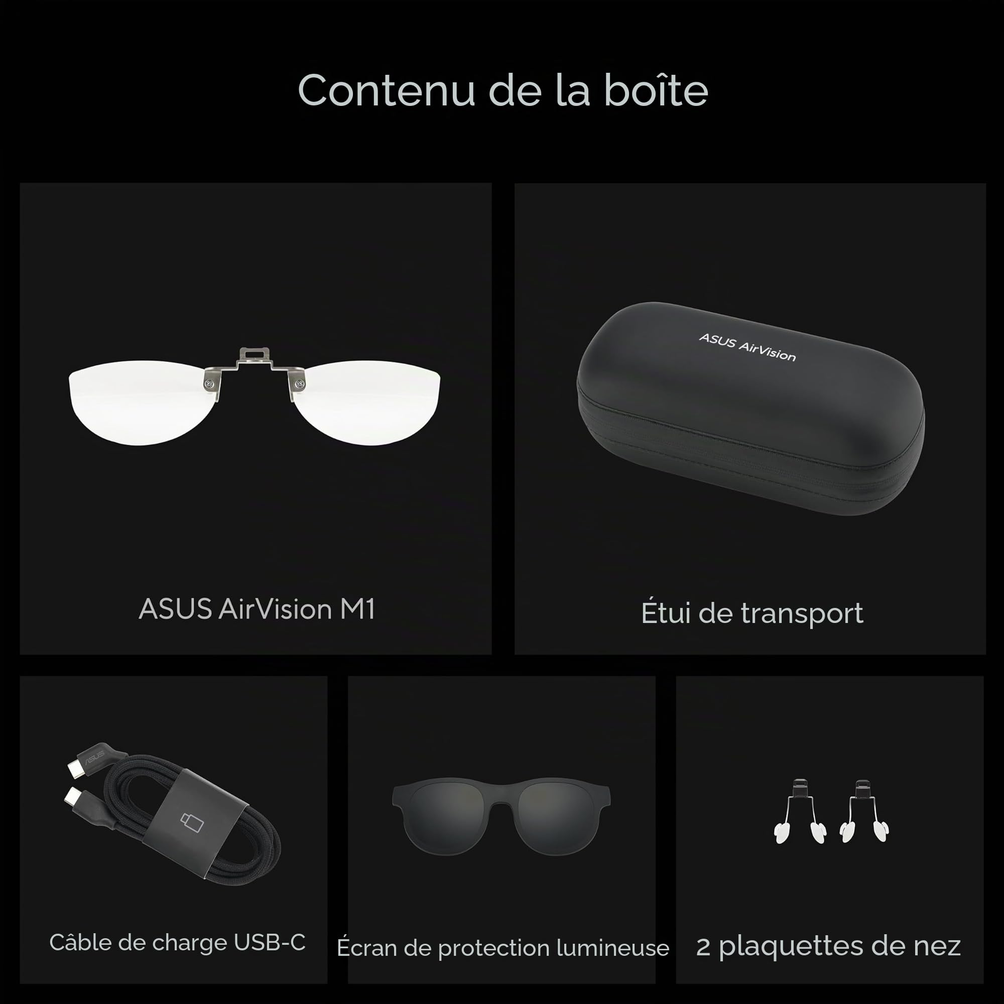 ASUS AirVision M1 Lunettes intelligentes Portables 100" 1100 nits 95% DCI-P3 compatibles ROG Ally PC Windows TÜV Rheinland