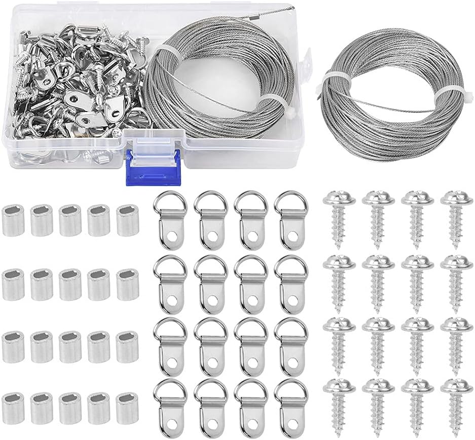 2pcs Fil De Suspension Pour Cadre Photo Avec Crochet, 3 M X 1,5mm Robuste Kit De Fil De Suspension Photo Réglable Picture Hanging Wire En Acier Inoxydable Pour Supporter Jusqu'à 24kg