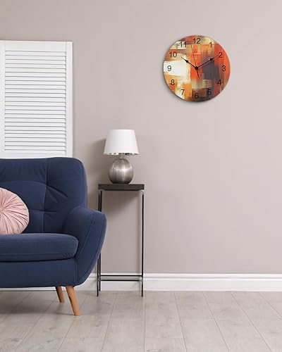 Miniatura 10 de Reloj de pared de PVC silencioso de Navidad de 10 pulgadas, reloj de pared redondo de búfalo rojo y negro a cuadros, árbol de Navidad, copo de