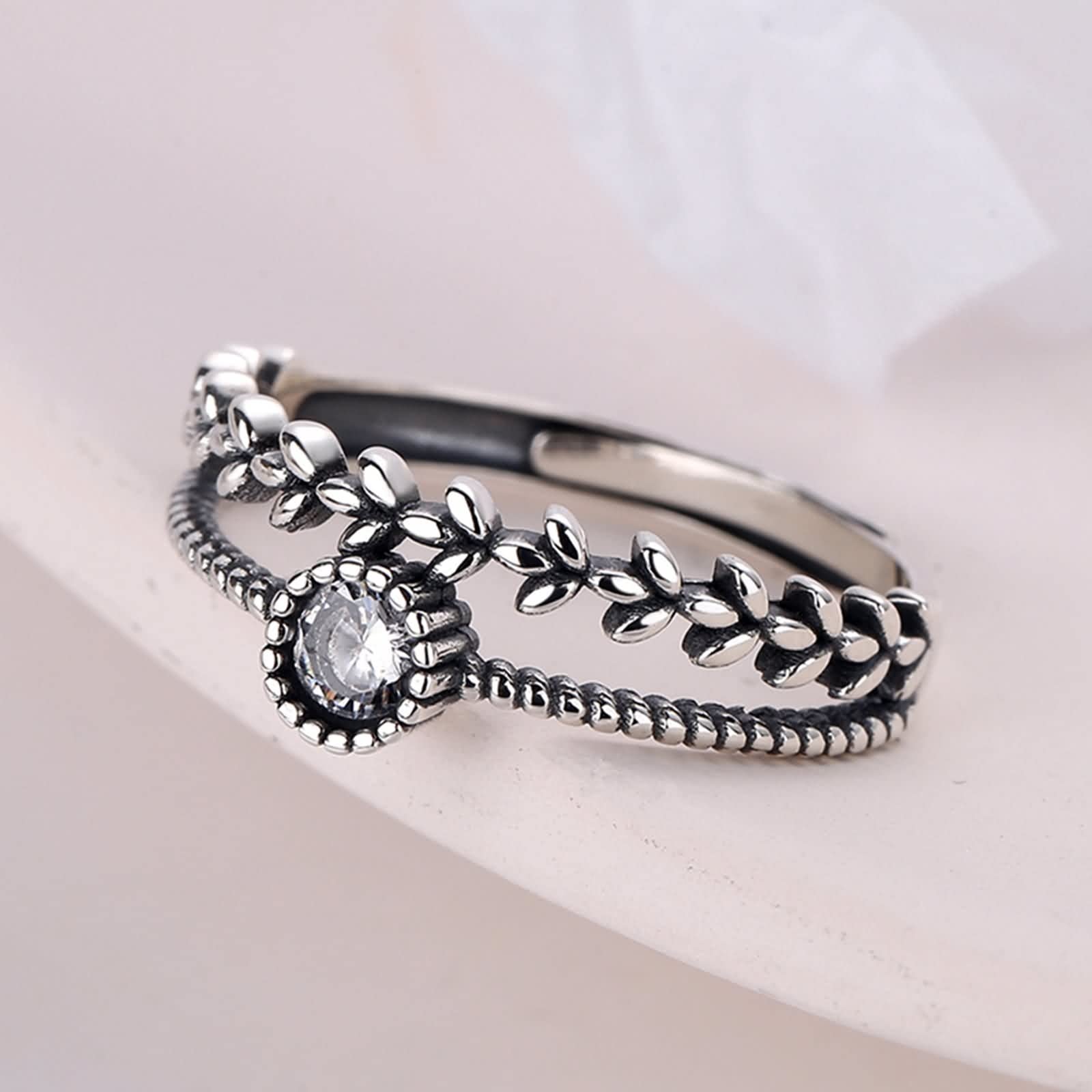 Anello da donna in argento regolabile, anelli da donna alla moda 925, semplice zirconia, idea regalo, Nessuna pietra preziosa