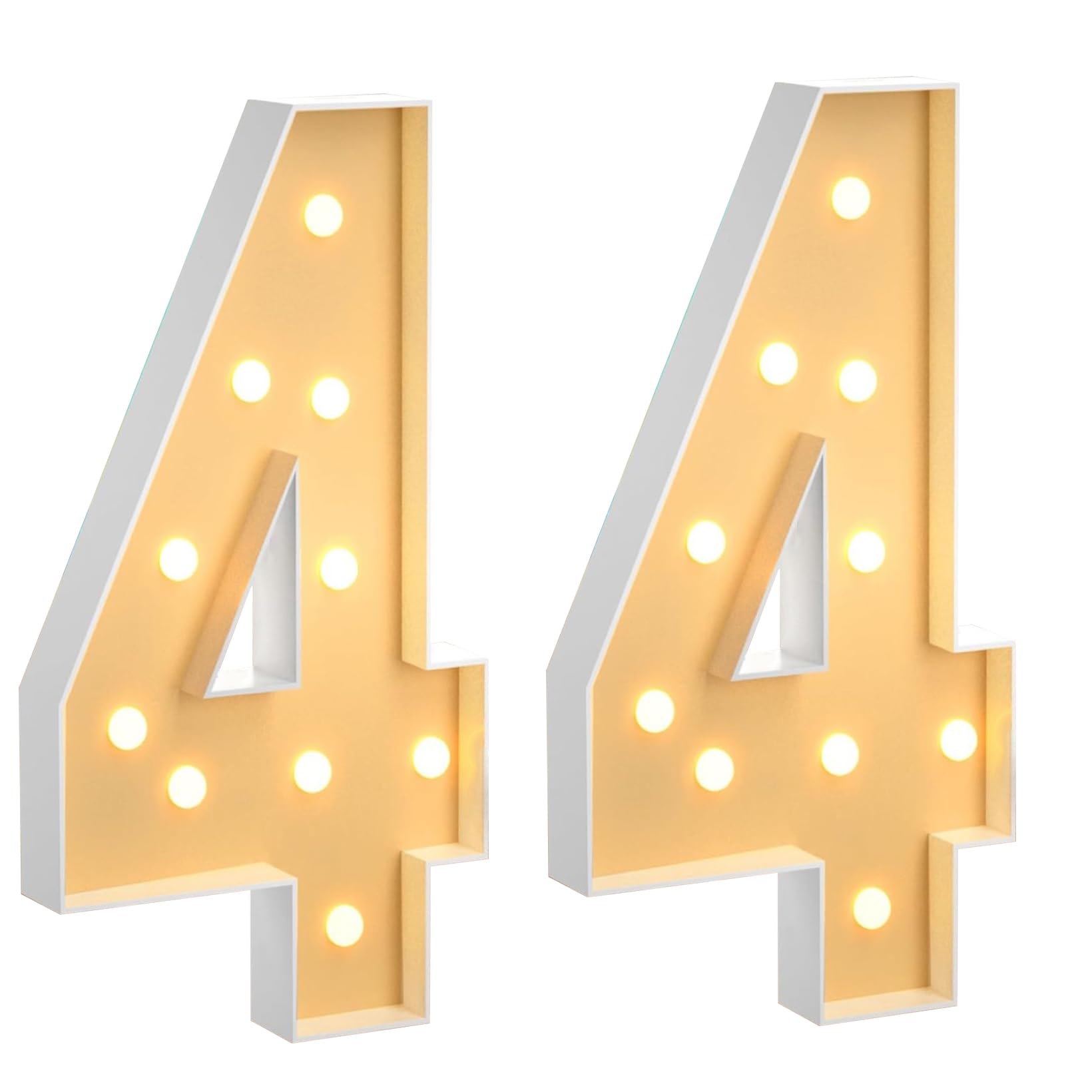 100 cm, grande numero 44, con numeri a LED, decorazione a mosaico, luce bianca calda, per casa, feste, compleanni, matrimoni, compleanni e Natale