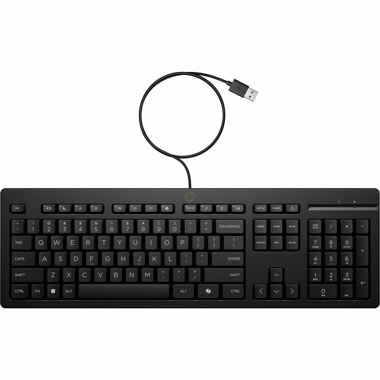 HP 125 Wired Keyboard - Cable Connectivity - USB Type A Interface